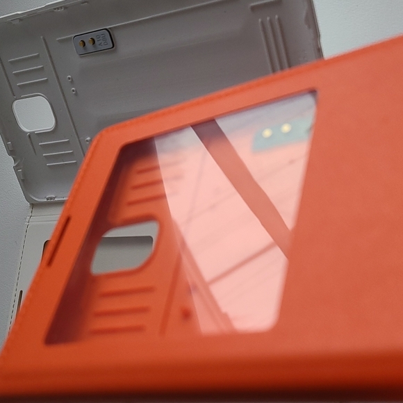 Samsung Galaxy Note 3 OEM S View Flip Cover Case Bundle Orange and White - Picture 4 of 6